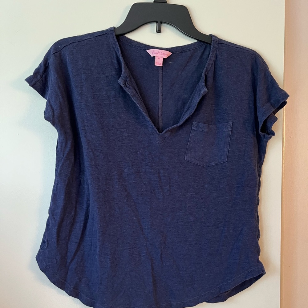 Lilly Pulitzer Linen Duval Top in Navy